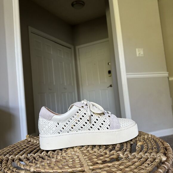 Joie Handan WHITE Woven Leather Platform Lace-Up Sneakers EU 37.5 US 7.5 - Picture 9 of 16